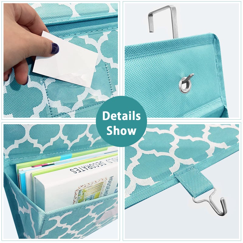 Homyfort Over the Door File Organizer, Hanging File Folders, Wall Organizers and Storage for Mail, Magazine, Notebooks, Planners, Office, Classroom, 5 Extra Large Pockets, 50.39â€ Tall (Blue Lantern Pattern) - Image 3